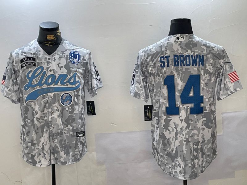 Men Detroit Lions #14 St Brown Nike Arctic Camo 2024 Salute to Service Limited NFL Jersey style 6->detroit lions->NFL Jersey